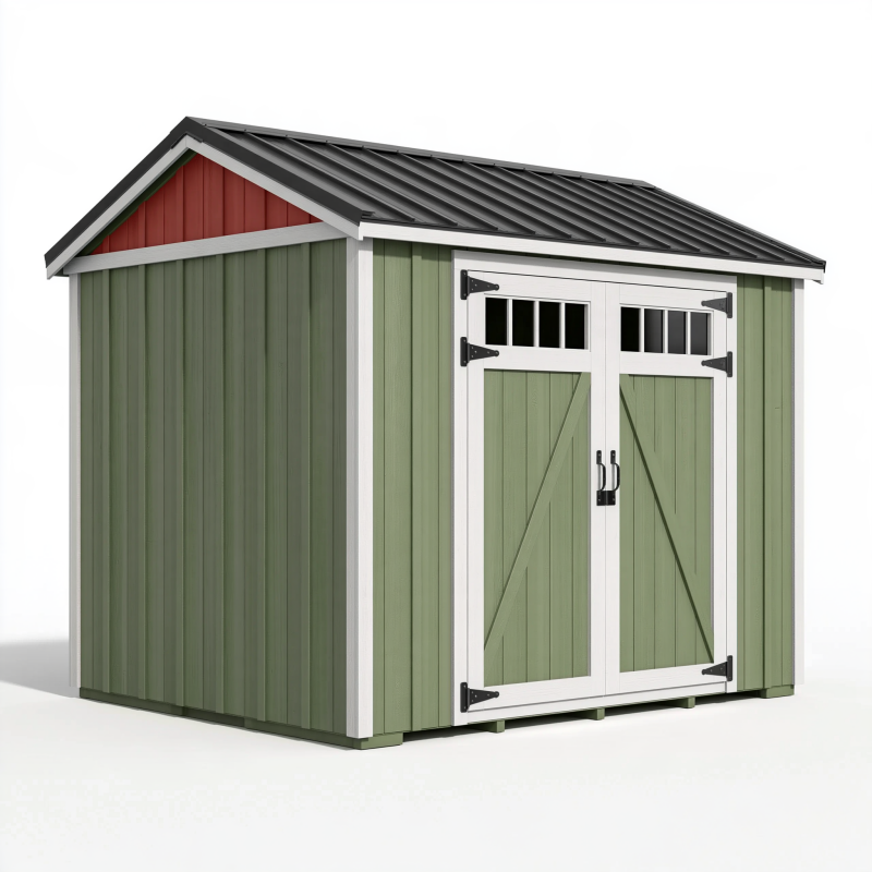 Abri de jardin 200 x 120 x 180 cm en bois vert avec double porte