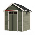 Abri de jardin 180 x 120 x 200 cm en résine vert olive à double porte avec fenêtre
