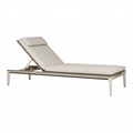 Bain de soleil 200 x 70 cm en métal et tressage beige à dossier réglable