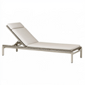 Chaise longue de jardin 200 x 70 cm en aluminium beige à dossier réglable